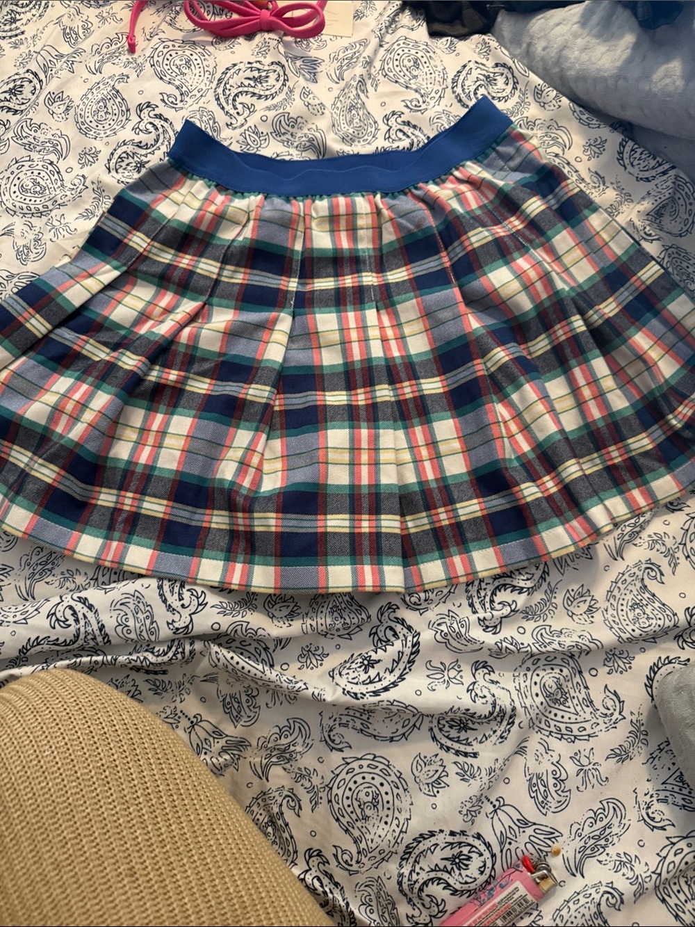 wonder nation Blue Plaid Pleated Skirt